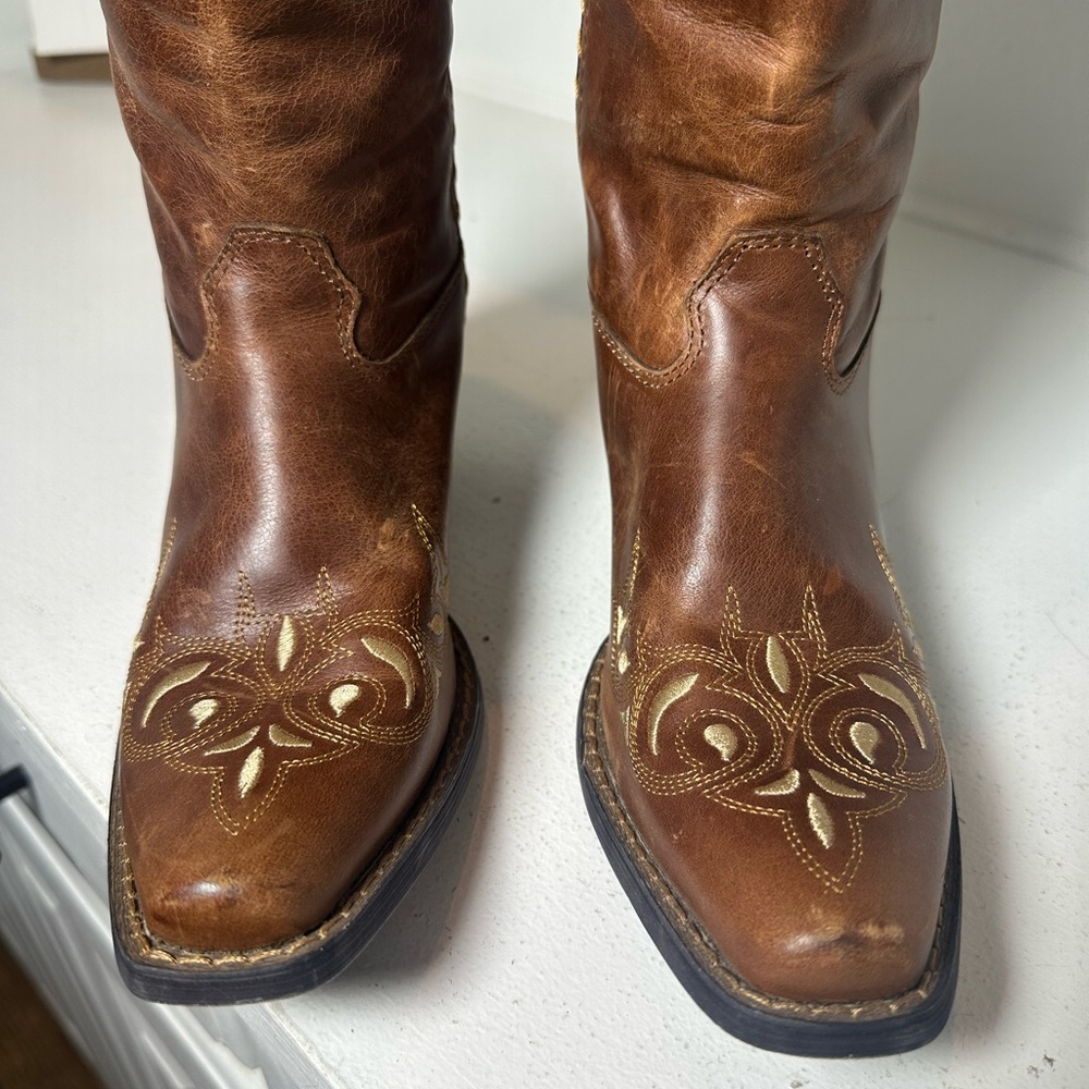 **SOLD**Durango Western Cowboy Boots Women’s 7 Brown Leather Embroidered Floral - Picture 3 of 7